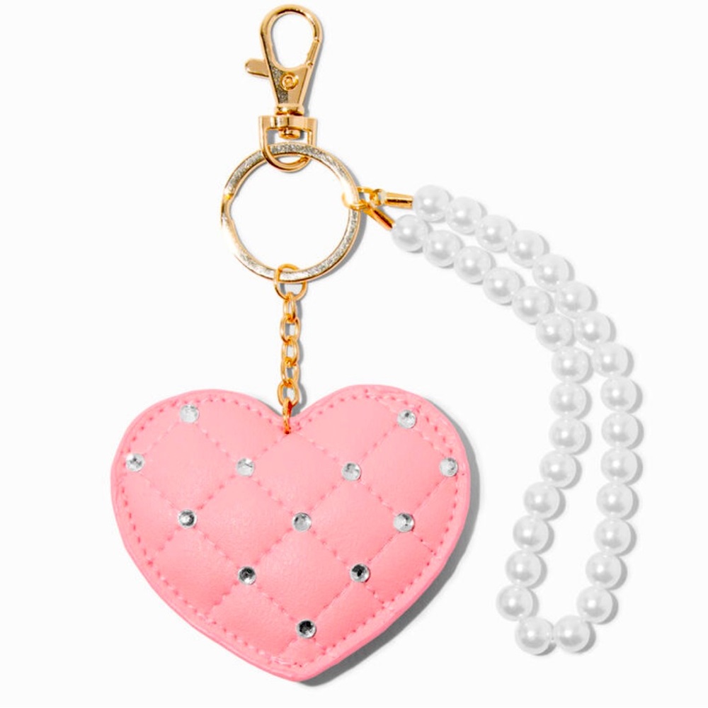 Quilted Pink Heart Wristlet Keychain - NWT